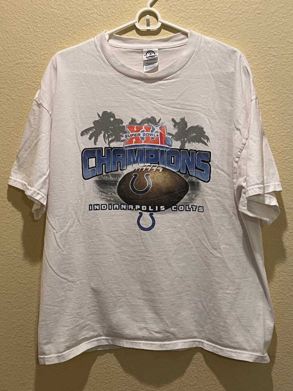 Indianapolis Colts Super Bowl XLI Champions Graphic NFL T-Shirt White Mens XL